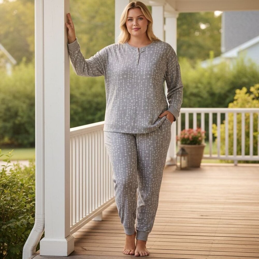 Nautica XL 2-Piece Stretch Fleece Pajama Sleepwear PJ Set Lounge Shirt Pants